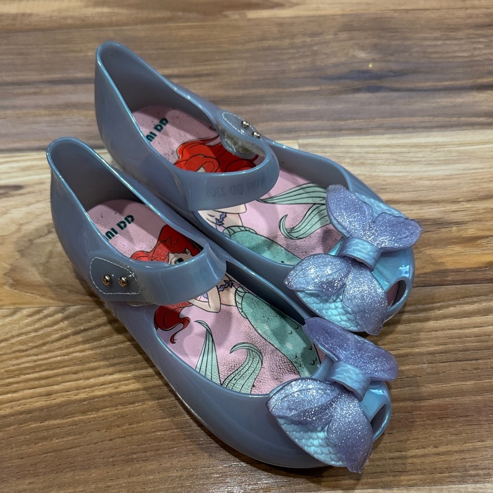 Mini Melissa Gray Flats with Glitter Bow
